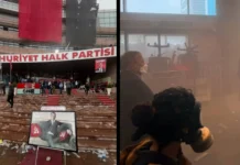 103 YILLIK ÇINAR CHP’NİN GENEL MERKEZİNE POLİSLERLE GİRİLDİ CHP POLİS BİBER GAZI GÖRSELİ