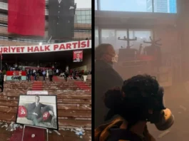 103 YILLIK ÇINAR CHP’NİN GENEL MERKEZİNE POLİSLERLE GİRİLDİ CHP POLİS BİBER GAZI GÖRSELİ