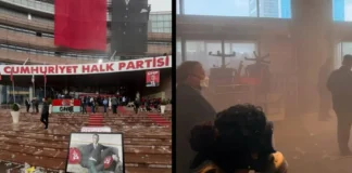 103 YILLIK ÇINAR CHP’NİN GENEL MERKEZİNE POLİSLERLE GİRİLDİ CHP POLİS BİBER GAZI GÖRSELİ
