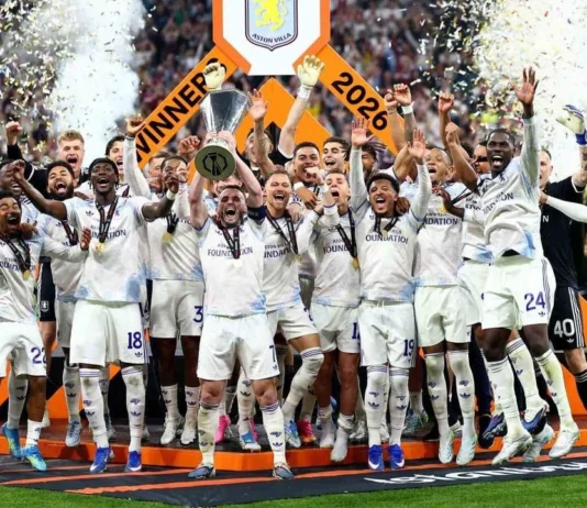 2025-2026 SEZONUNDA UEFA AVRUPA LİGİ ŞAMPİYONU ASTON VILLA OLDU UEFA AVRUPA LİGİ KUPA TÖRENİ GÖRSELİ
